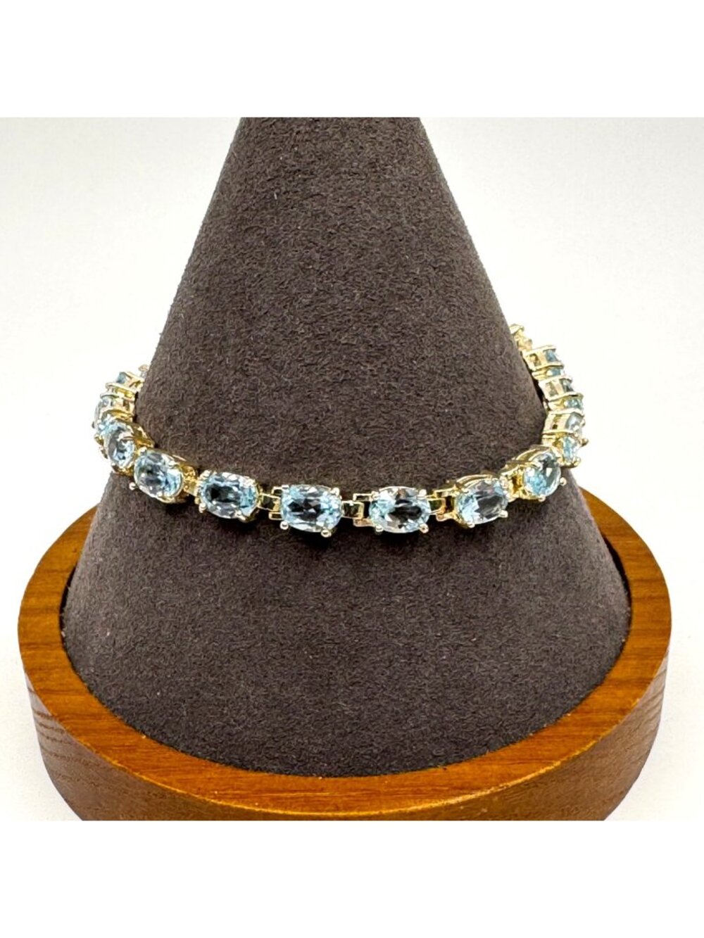 VTG Solid Sterling Silver 925 Blue Topaz Tennis Bracelet Size 7.25" Length